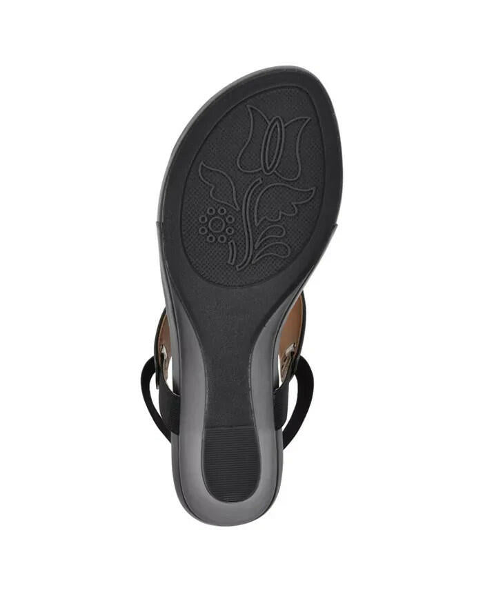 White Mountain All Dres Wedge Sandal Black Smooth 7 New $70