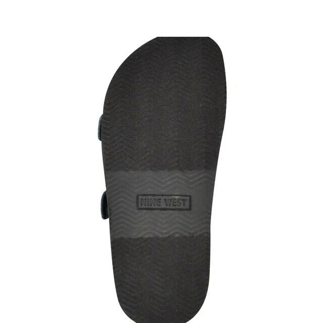 Nine West Womens Eleny Buckle Slide Sandals Denim Blue 8.5 New $80