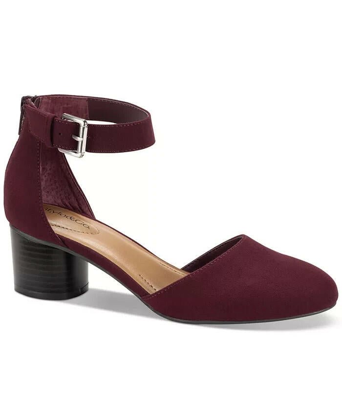 Style & Co Womens Alinaa Block Heel Dress Pumps Wine 8 New $80