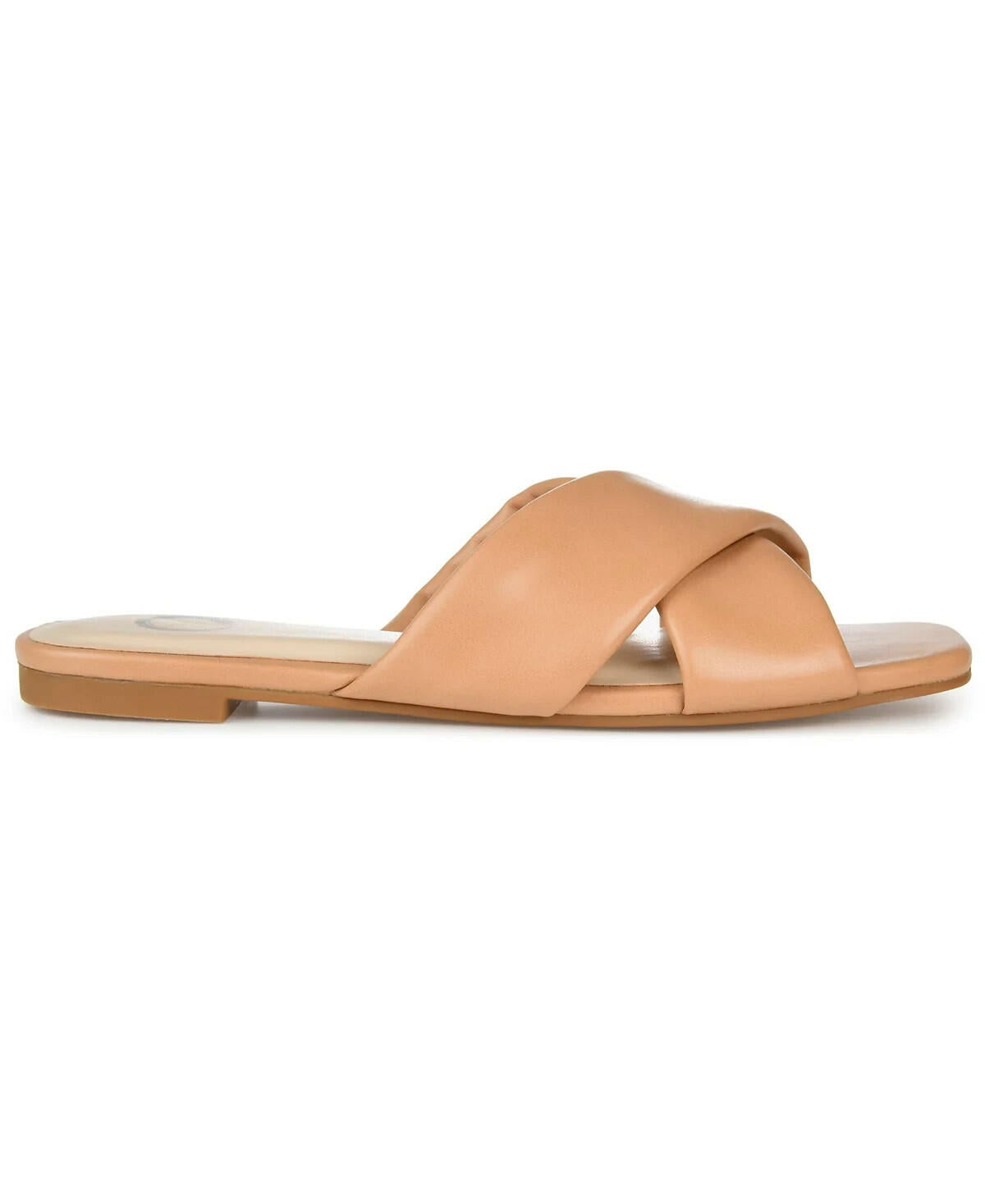Journee Collection Womens Carlotta Flat Slide Sandals Tan 11 MSRP $59