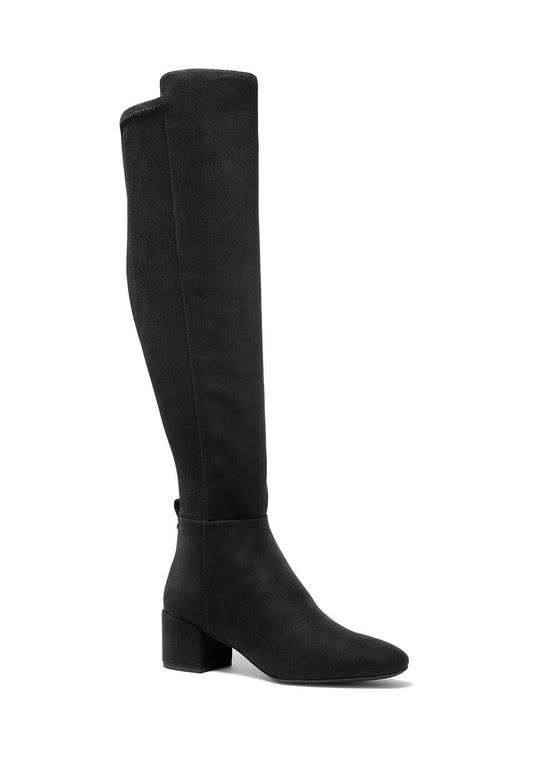 Michael Kors Braden Mid Boots Black Suede 5.5 Block Heel Tall Over the Knee $275