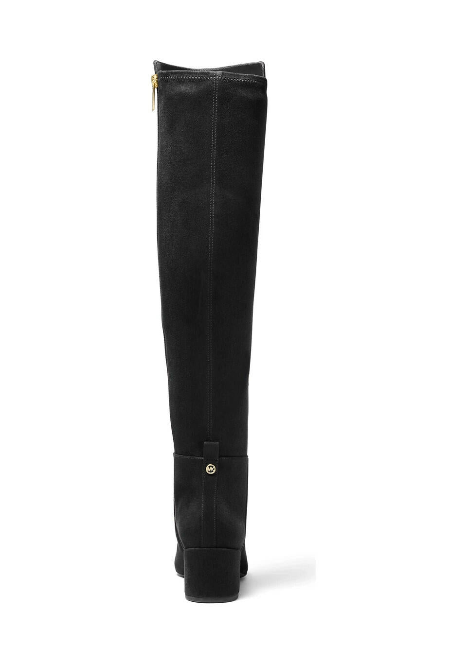 Michael Kors Braden Mid Boots Black Suede 5.5 Block Heel Tall Over the Knee $275
