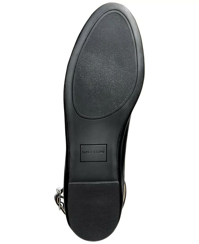 Sun + Stone Luellaa Buckle Ankle Strap Ballet Flats Black Size 10 $50