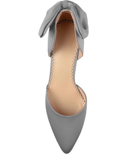 Journee Collection Bow Satin Pumps – Women’s Light Gray, Size 8.5