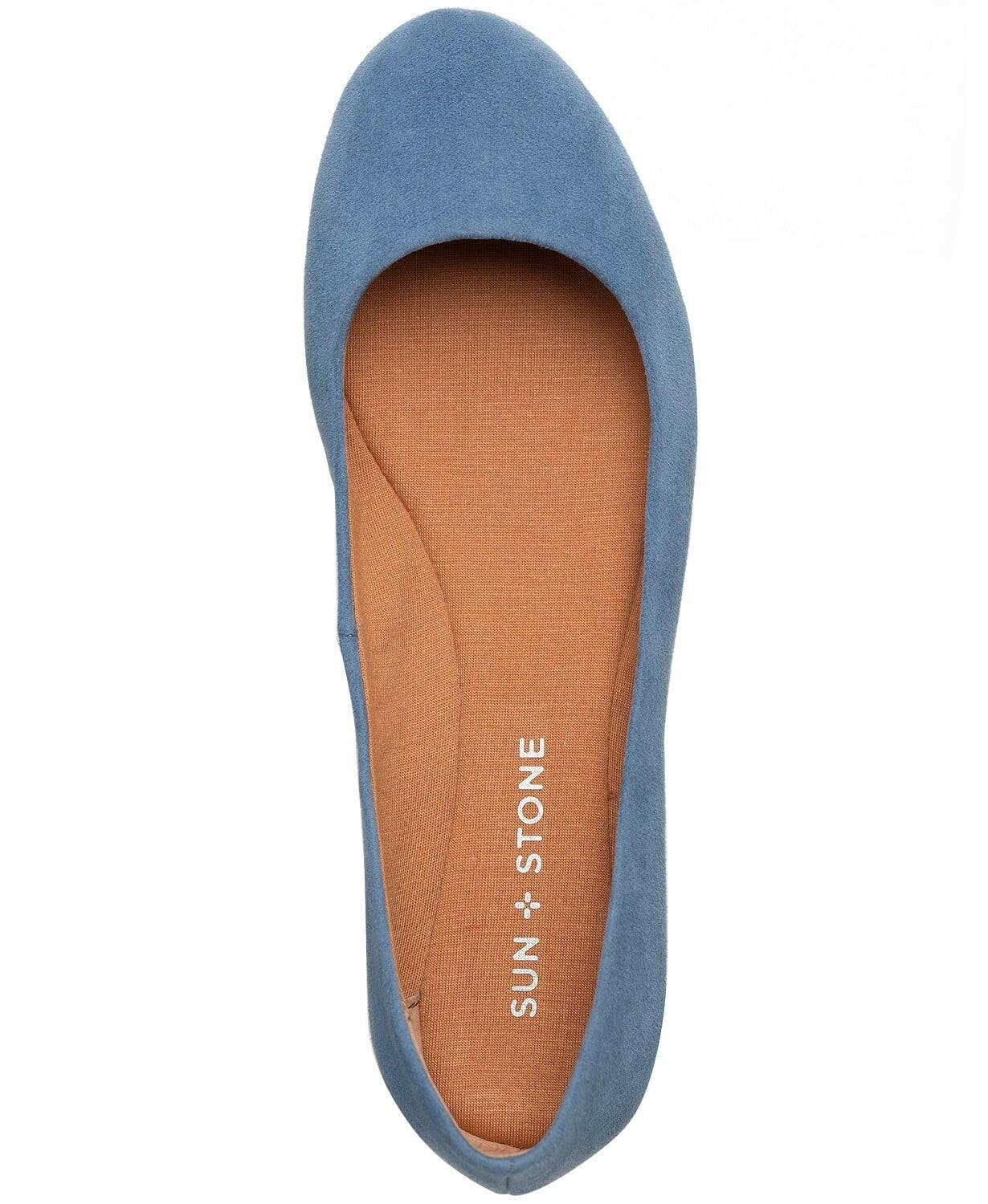 Sun + Stone Eliana Wide Width Ballet Flats Blue Size 11 $59