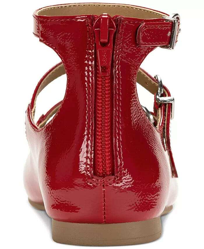 Sun and Stone Womens Cecillee Triple Strap Mary Jane Flats Red 11 $60