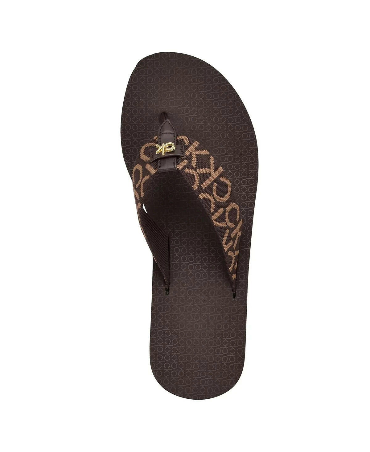 Calvin Klein Womens Meena Logo Platform Flip Flops Brown Size 6 MSRP $39