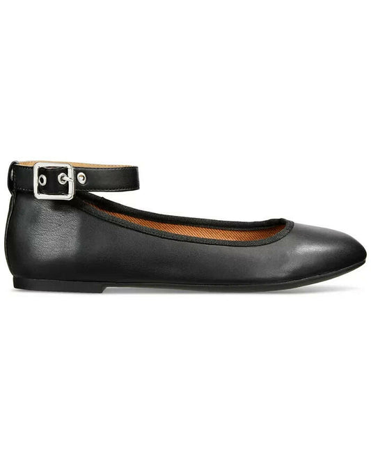 Sun + Stone Luellaa Buckle Ankle Strap Ballet Flats Black Size 10 $50