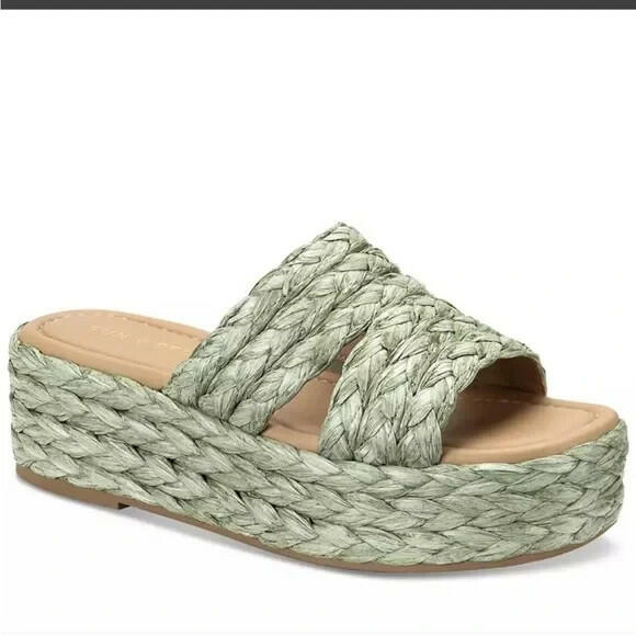 Sun and Stone Womens Olinkaa Woven Espadrille Wedge Sandals Blue 6.5 $70