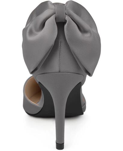 Journee Collection Bow Satin Pumps – Women’s Light Gray, Size 8.5
