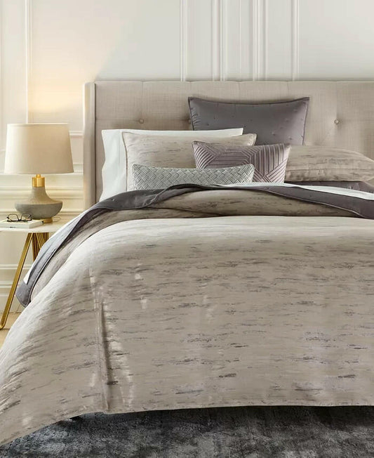 Hotel Collection Impasto Stone 3-Pc King Comforter Set Gray Abstract MSRP $625