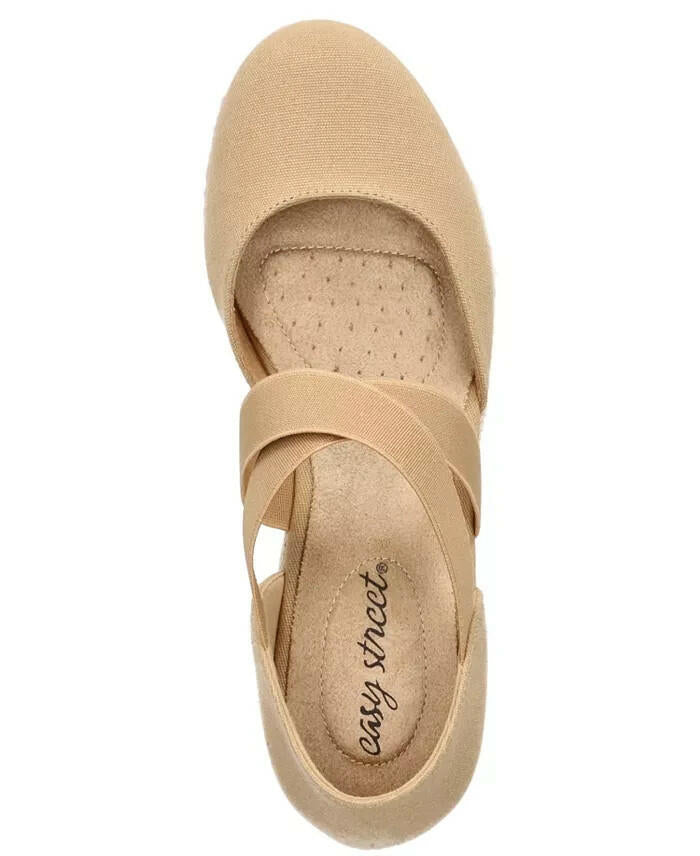 Easy Street Womens Pari Espadrille Wedge Sandals Tan 8.5W New $70