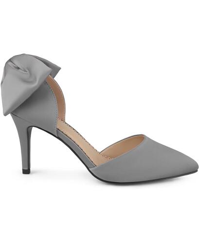 Journee Collection Bow Satin Pumps – Women’s Light Gray, Size 8.5