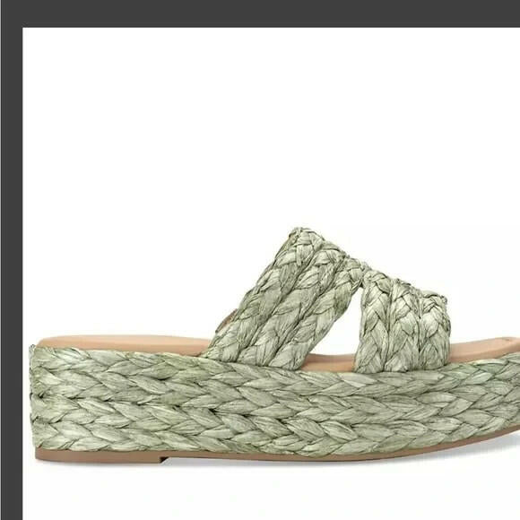 Sun and Stone Womens Olinkaa Woven Espadrille Wedge Sandals Blue 6.5 $70