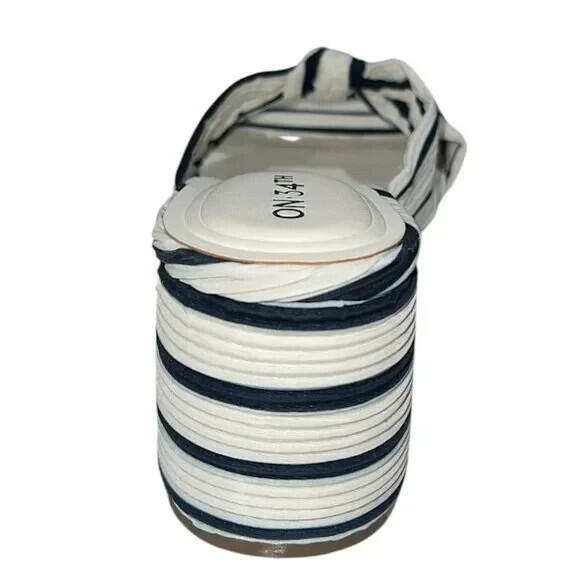 On 34th Womens Gaiaa Bow Block-Heels Navy Stripe Fabric 12 MSRP $69