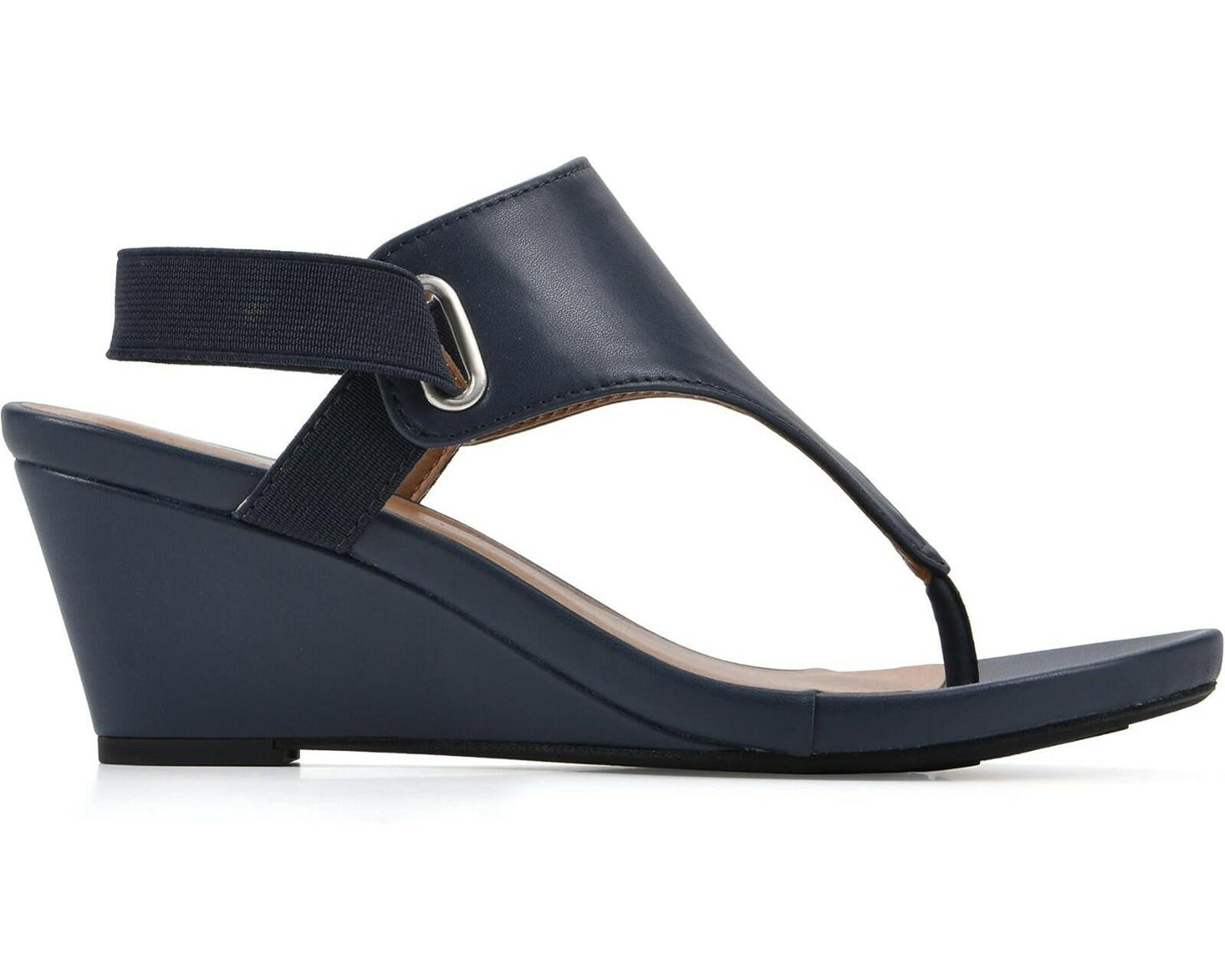 White Mountain All Dres Wedge Sandal Navy Smooth 7 New $70