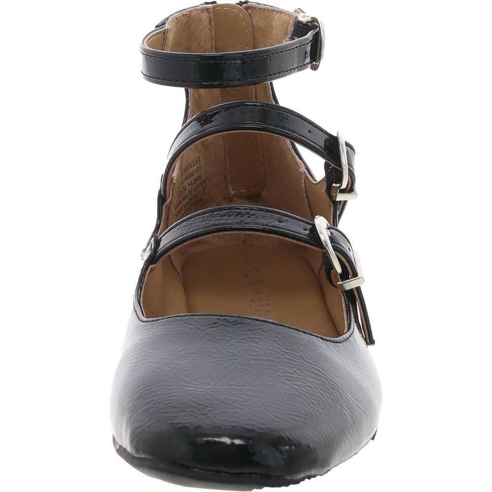 Sun and Stone Womens Cecillee Triple Strap Mary Jane Flats Black 8 $60