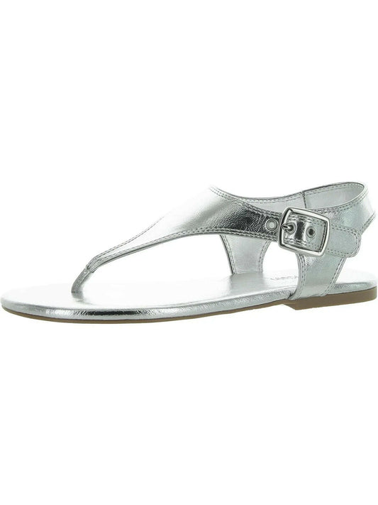 Calvin Klein Womens Moraca Flat Sandals Cognac Silver Size 8 New $89