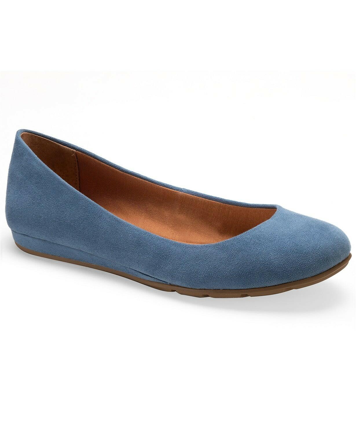 Sun + Stone Eliana Wide Width Ballet Flats Blue Size 11 $59