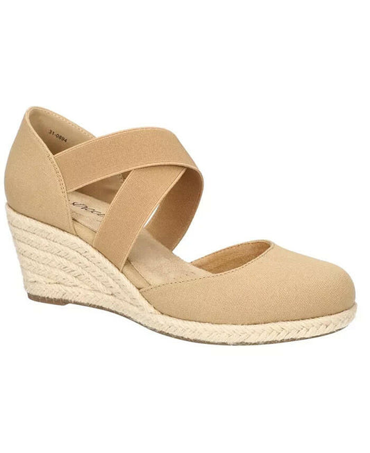 Easy Street Womens Pari Espadrille Wedge Sandals Tan 8.5W New $70