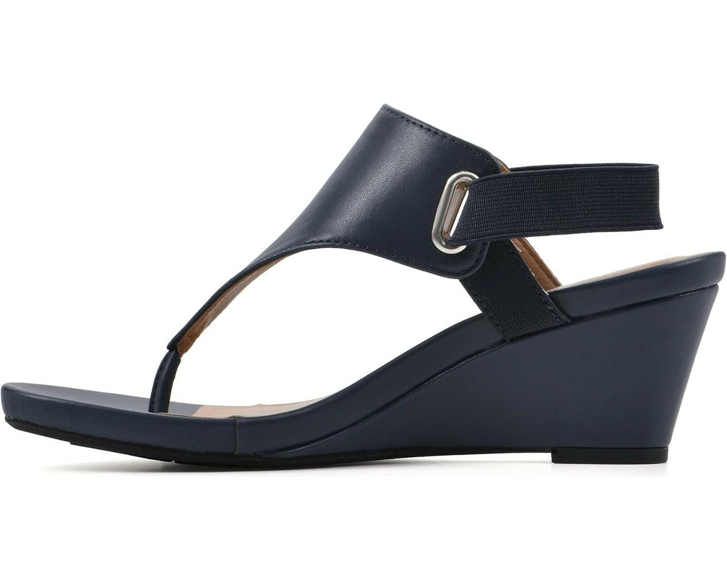 White Mountain All Dres Wedge Sandal Navy Smooth 7 New $70