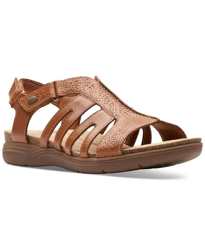 Clarks Womens April Belle Strappy Slingback Sandals Brown 8.5 MSRP $94