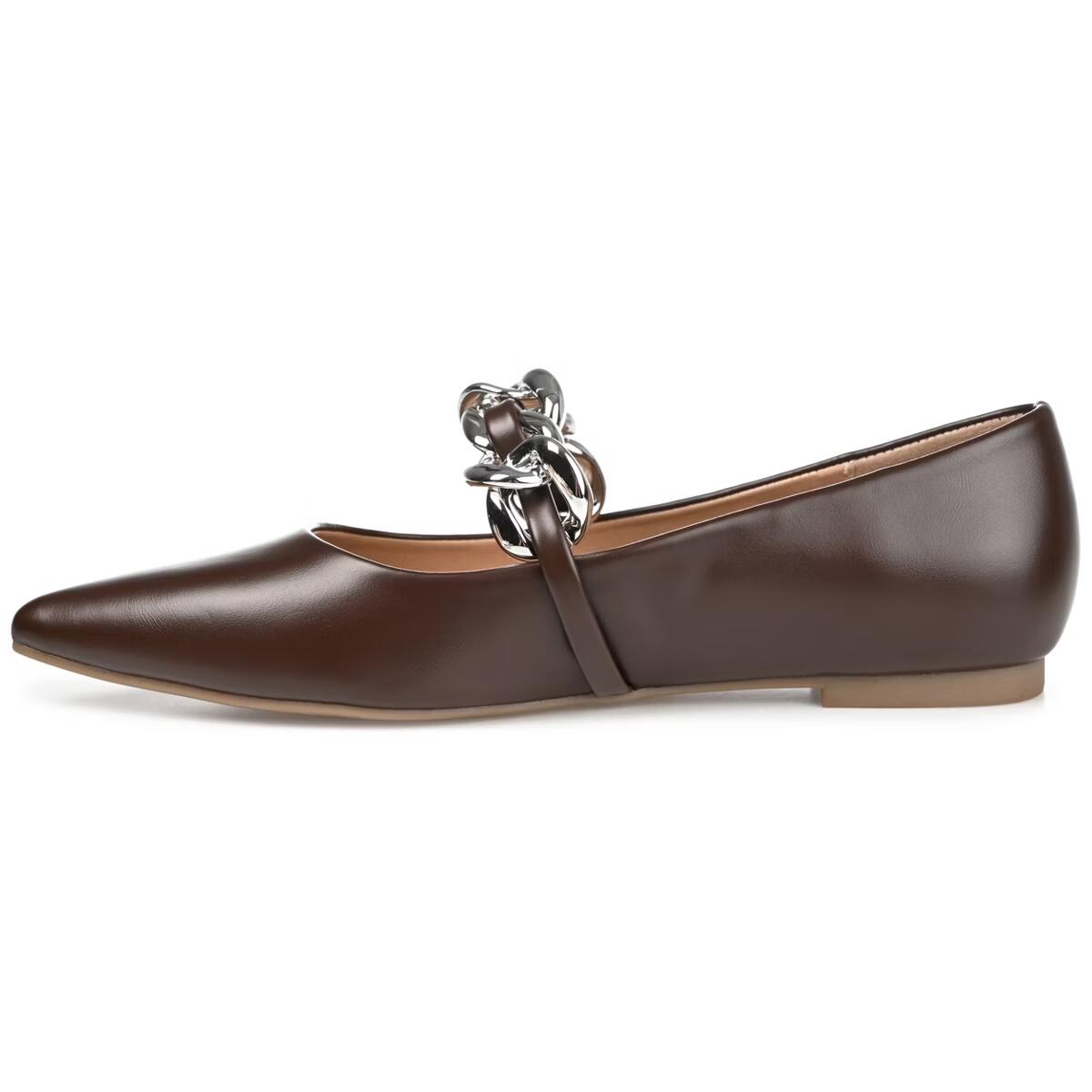 Journee Collection Metinaa Pointed Toe Ballet Flat Brown 7 New $89