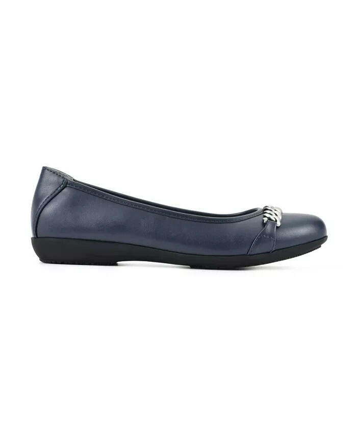 Cliffs by White Mountain Charmed Ballet Flats 7 Navy MSRP $90