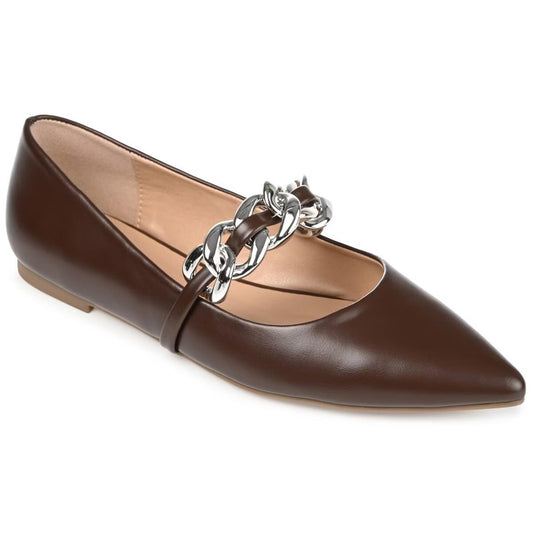 Journee Collection Metinaa Pointed Toe Ballet Flat Brown 7 New $89