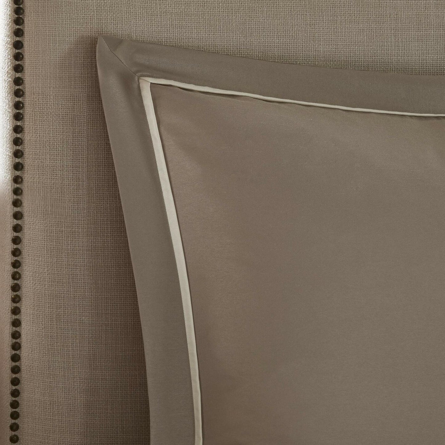 Madison Park Essentials Room in a Bag Faux Silk Comforter Set - Luxe Diamond Tufting All Season Bedding, Matching Curtains, Decorative Pillows, Taupe King(104"x92") 24 Piece