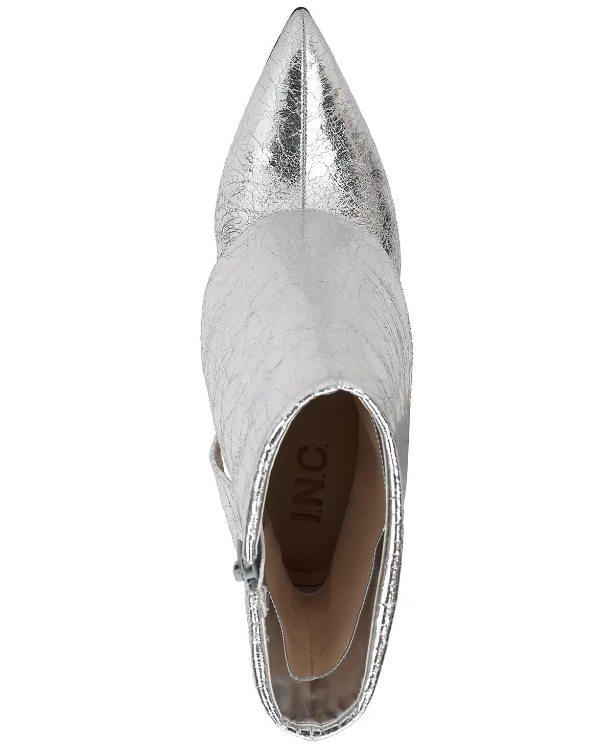 INC Womens Sabeel Cuff Stiletto Booties Silver Crinkle 8.5 MSRP $99
