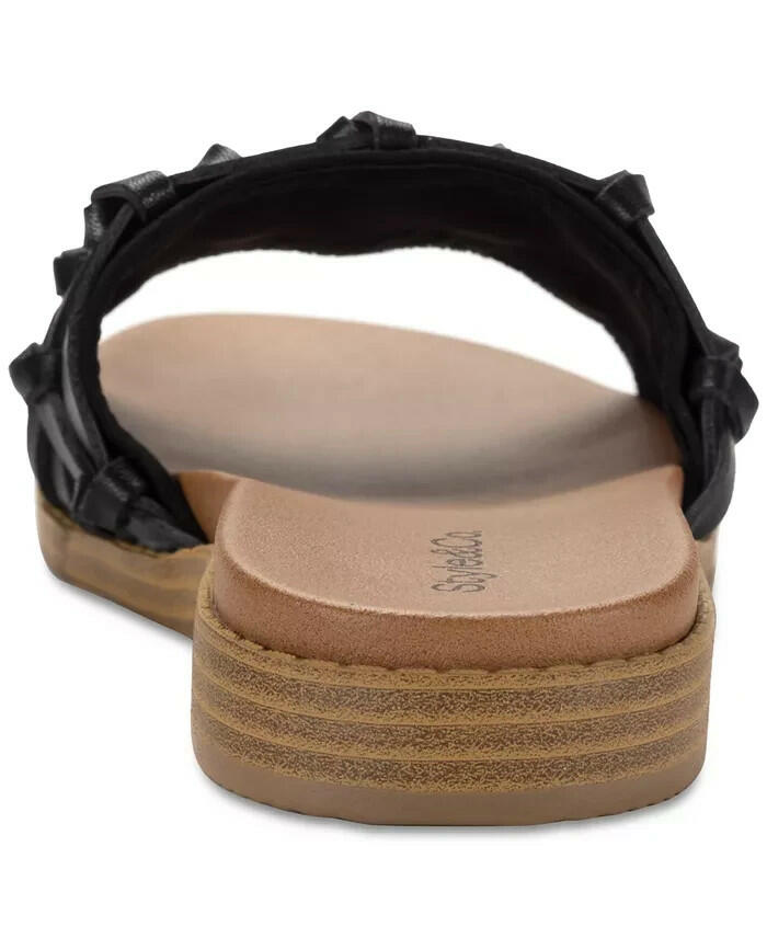 Style and Co Womens Micahh Flat Slide Sandals Black 6 New $69