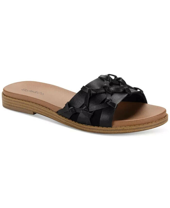 Style and Co Womens Micahh Flat Slide Sandals Black 6 New $69