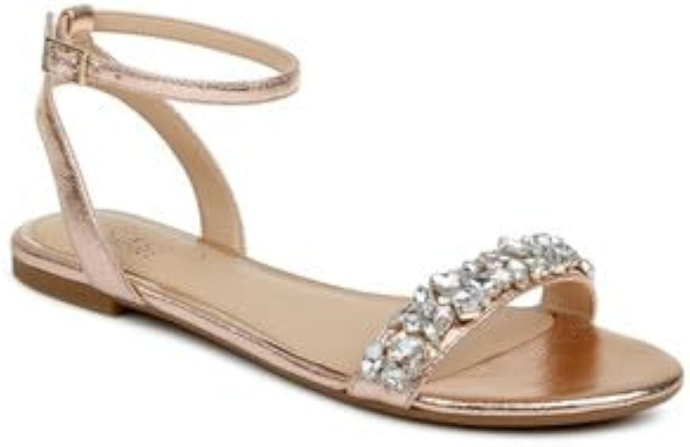 Jewel Badgley Mischka Womens Ohara Embellished Flat Sandals Size 7.5 $100
