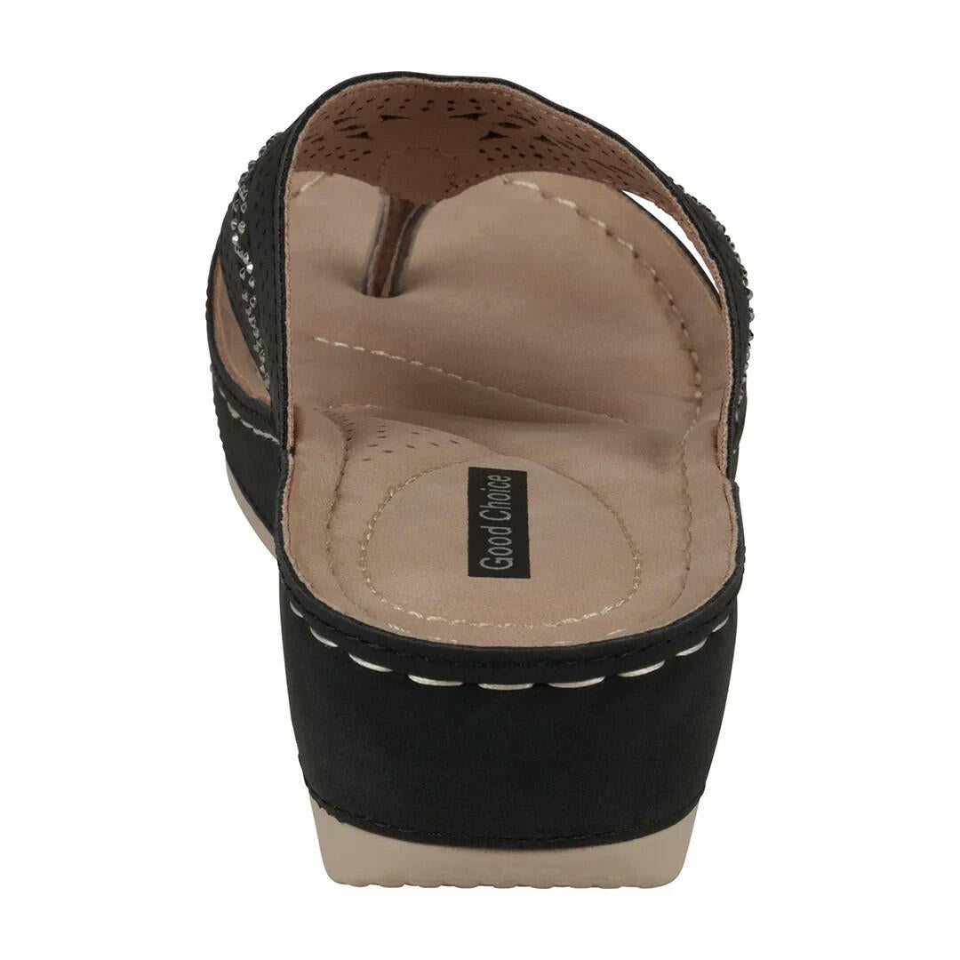 Bari Black Wedge Sandal Size 7.5  New $60