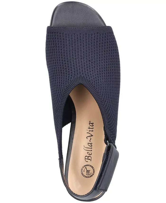 Bella Vita Womens Marin Wedge Sandals Navy Size 7 Wide New $100