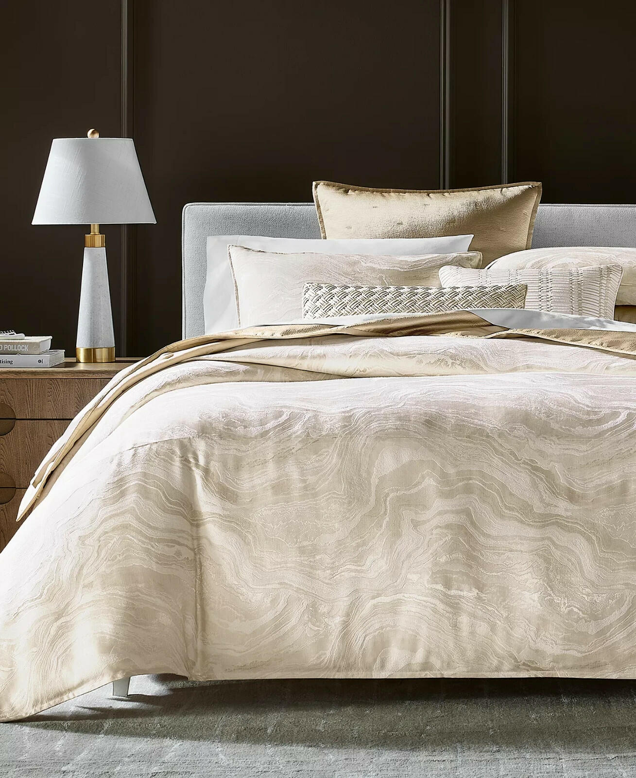 Hotel Collection Moonstone Comforter Set Full Queen Gold MSRP $550