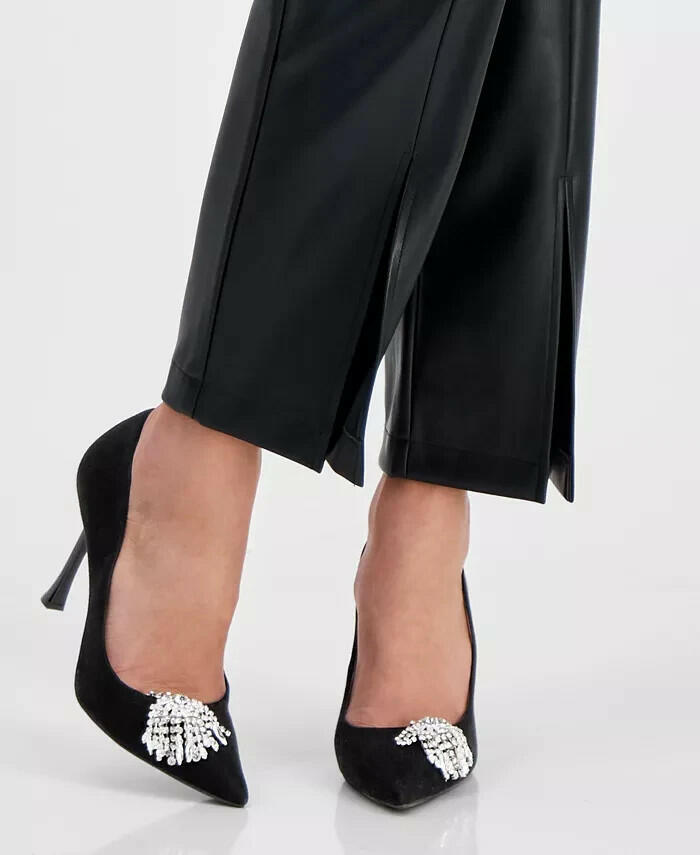 INC Womens Saija Pumps Black rhinestone silver Size 8 MSRP $129