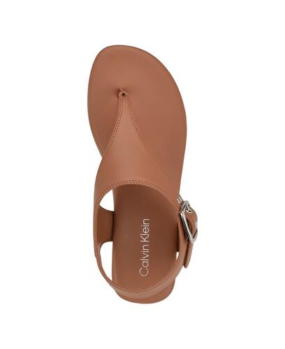 Calvin Klein Womens Moraca Flat Sandals Cognac Brown Size 7.5 New $89