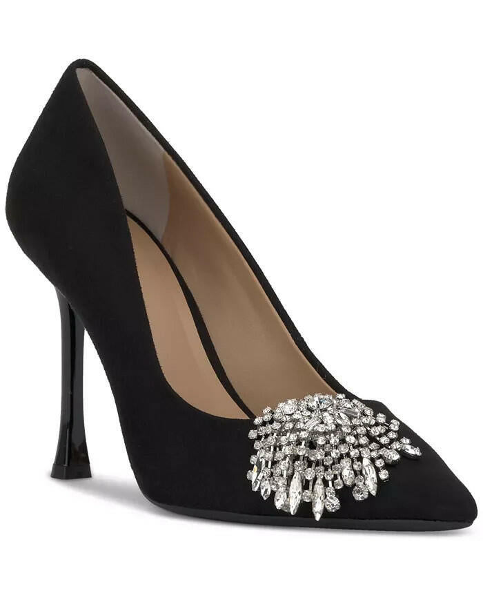 INC Womens Saija Pumps Black rhinestone silver Size 8 MSRP $129
