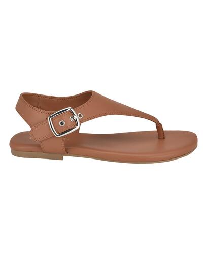 Calvin Klein Womens Moraca Flat Sandals Cognac Brown Size 7.5 New $89