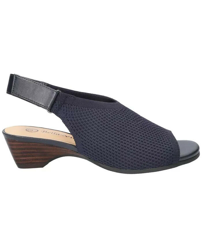 Bella Vita Womens Marin Wedge Sandals Navy Size 7 Wide New $100
