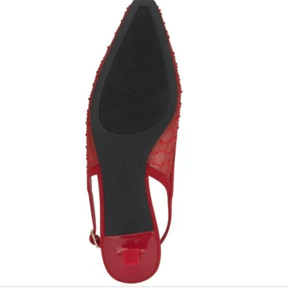 INC Gemini Mid Heel Slingback Pumps Red Mesh Size 7 MSRP $79