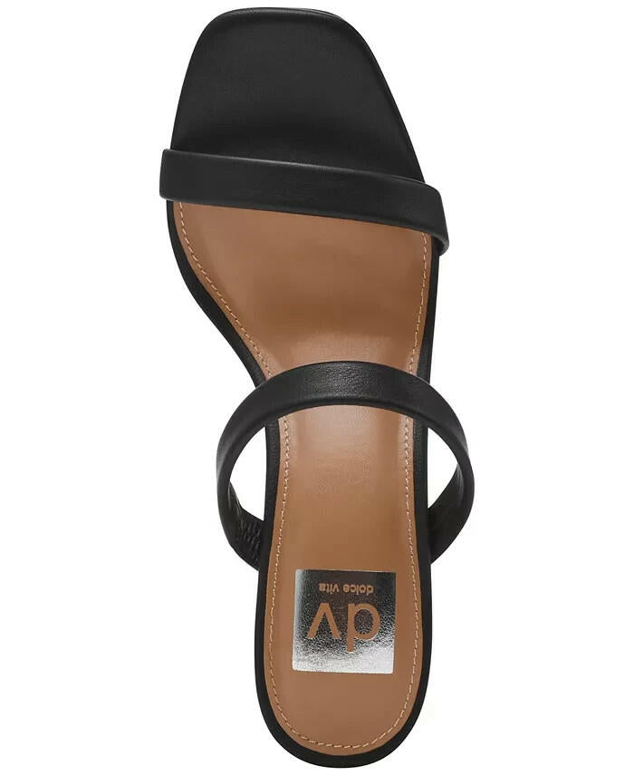 DV Dolce Vita Womens Yorke Square Toe Heeled Sandals Black 7 New $65