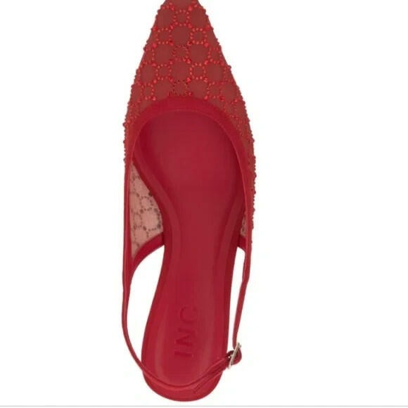 INC Gemini Mid Heel Slingback Pumps Red Mesh Size 6.5 MSRP $79