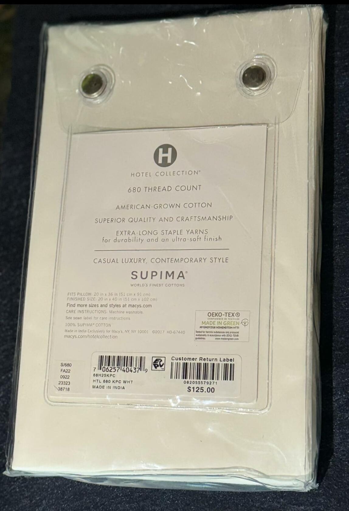 Hotel Collection 680 Thread Count Supima Cotton King 2 Pillowcases