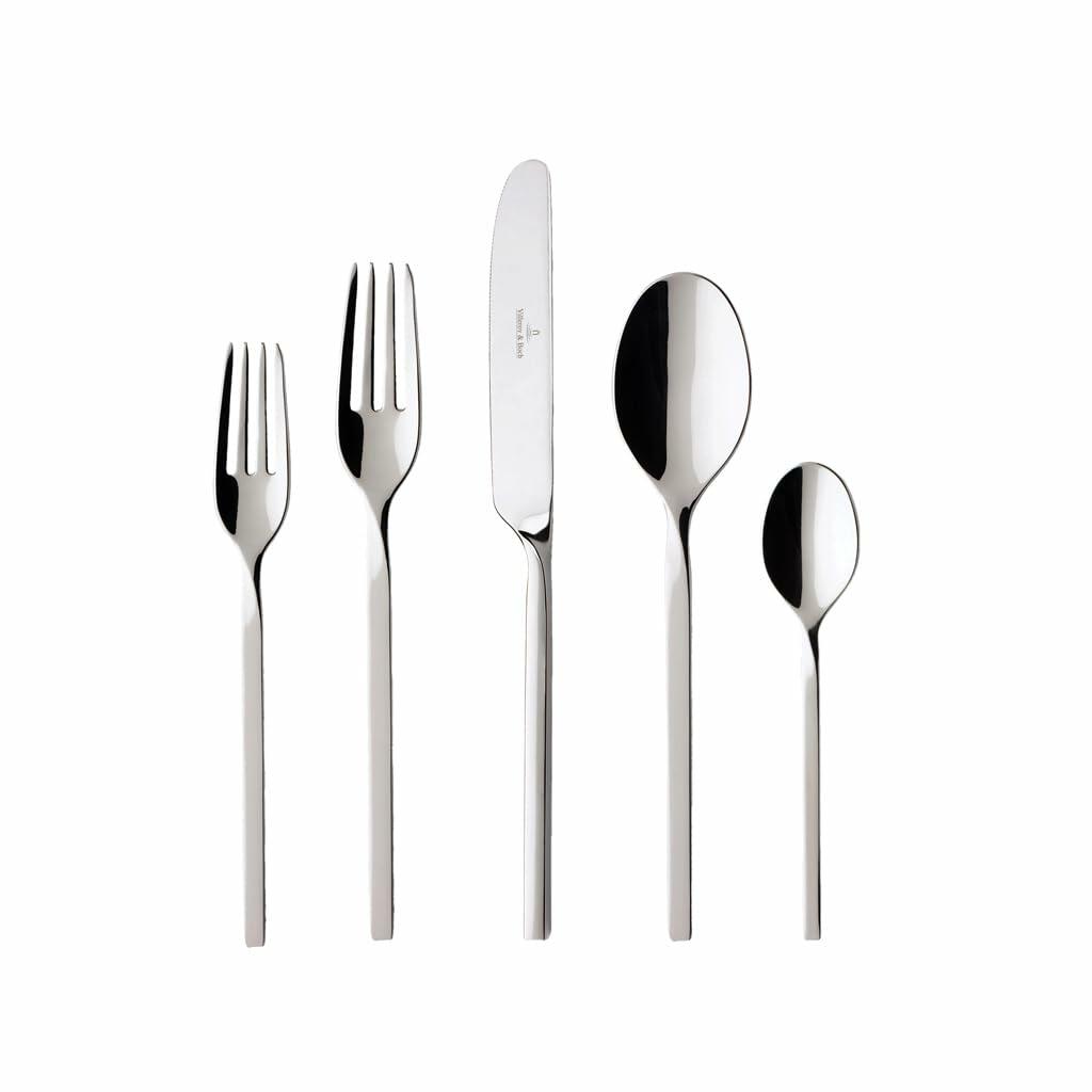 Villeroy & Boch NewWave 20-Piece Flatware Set, Service for 4, 18/10 Stainless Steel Utensils, Dishwasher Safe