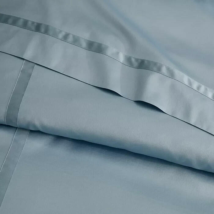 Matouk Nocturne Sateen Standard Sham Steel Blue 600TC NEW $178