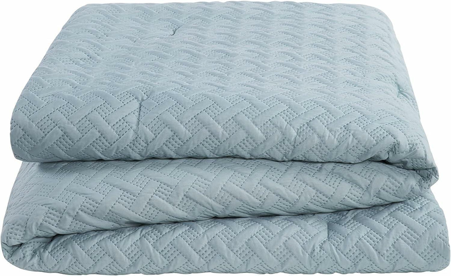 VCNY Home - Full/Queen Comforter Set, Textured Basketweave Bedding with Matching Sham, Lightweight, Dorm Essentials (Nina Blue, Full/Queen)