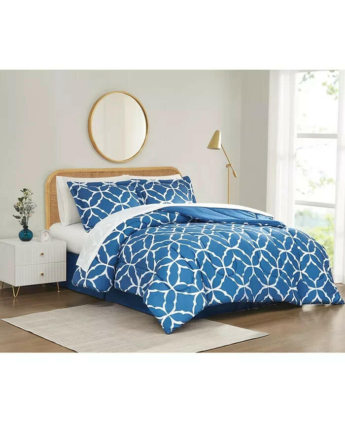 Pem America Harmony 8 Pc Comforter Set Blue and White Queen $100